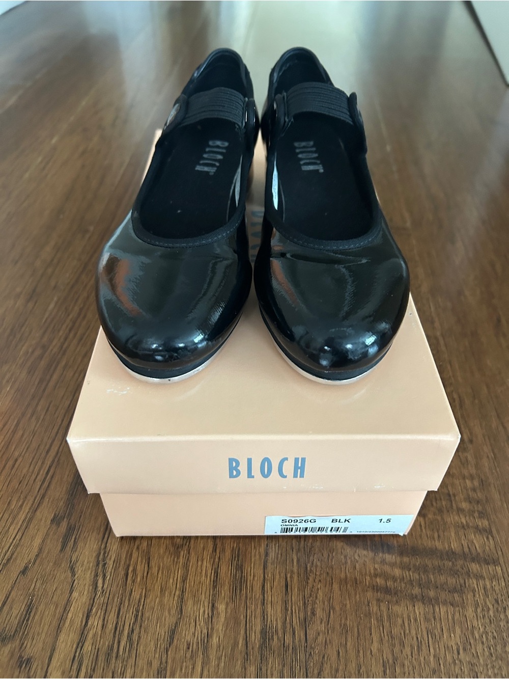 Kids Bloch Annie Tyette Tap Shoes Black Patent Size 1.5